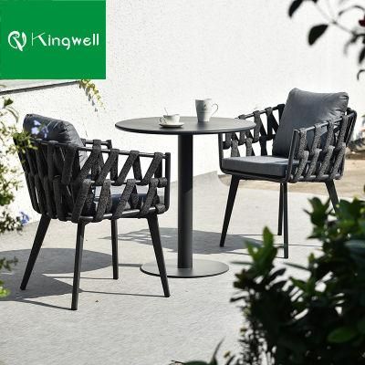 Garden Aluminum Dining Rope Chair and Table Set for Pizza Shop