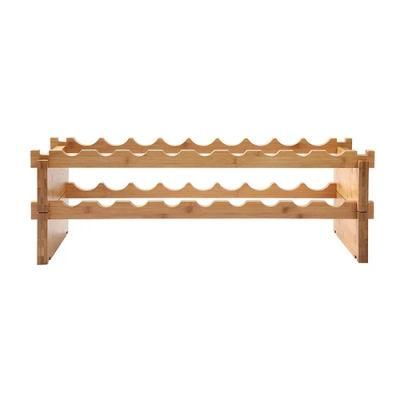 2-Tier Stackable Bamboo Wine Rack Perfect for Bar, Wine Cellar, Basement, Cabinet, Pantry, etc.