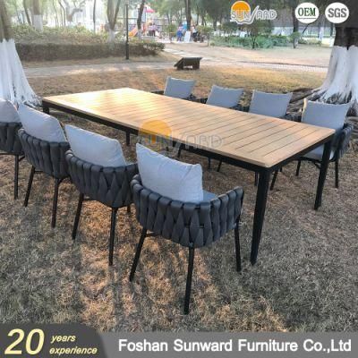 Modern Customized Restaurant Handmade Rattan Wicker Rope Weaving Dining Table and Chair