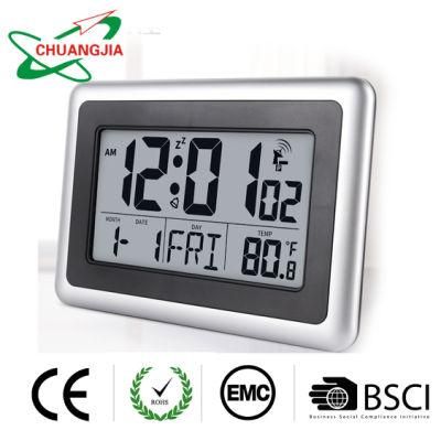 Factory Atomic Digital Wall Clock, Autoset Desk Alarm Clocks with Temperature and Calendar, Battery Operated