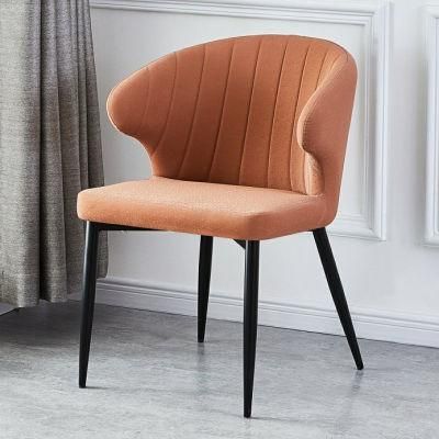 Upholstered Back European Style Furniture Coffee Steel Leg Velvet Luxury Indoor Goose Down Luxury Modern Chairs Dining