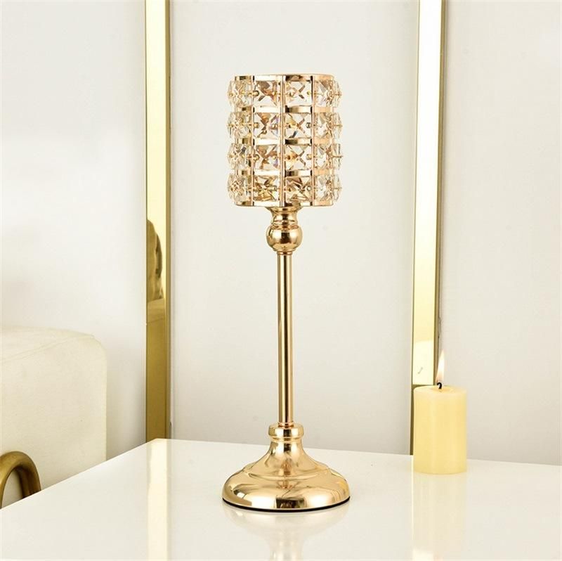 European Wedding Candlestick Ornaments Modern Dining Table Decoration Gold Crystal Candlestick Decoration