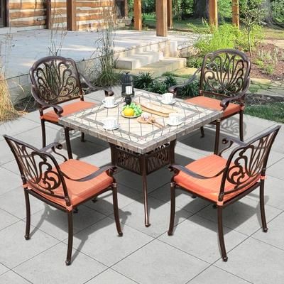 Outdoor Cast Aluminum Table Combination European Villa Garden Furniture Leisure Table Chair