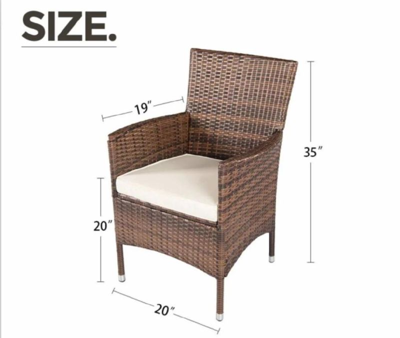 Promotion Classic High Back Armrest Chair Round Rattan Table 5 PCS Combination Garden Beach Balcony Furniture