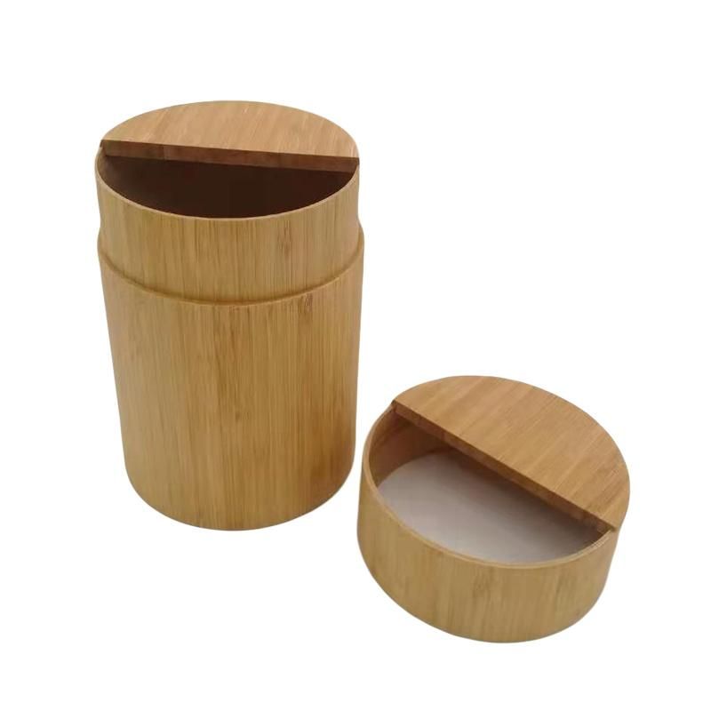 Eco-Friendly Bamboo Trash Can with Rotating Cover Small Garage Bin