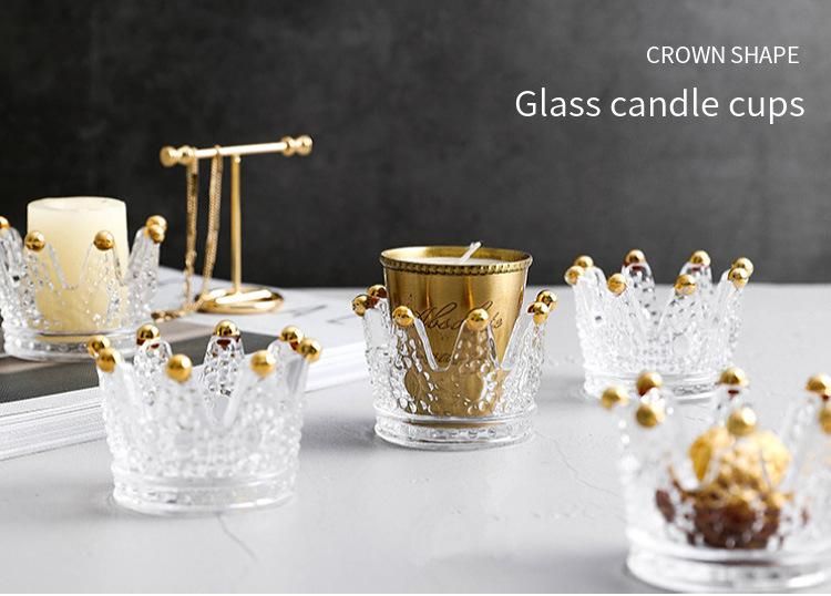 Wholesale Crown Shape Glass Candle Holder for Home Decor