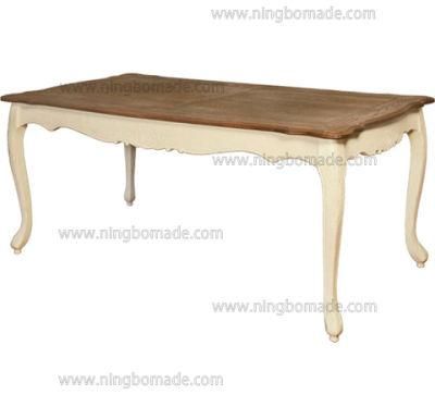 Nordic Louis Style Household Furniture Natural Top and Louis White Down Extension Table From 140cm to 190cm