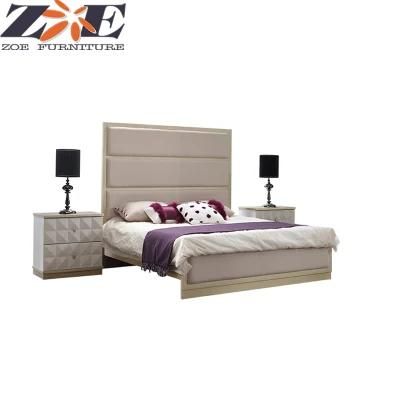 Modern Light Luxury MDF High Gloss Golden Bed with Soft Headboard