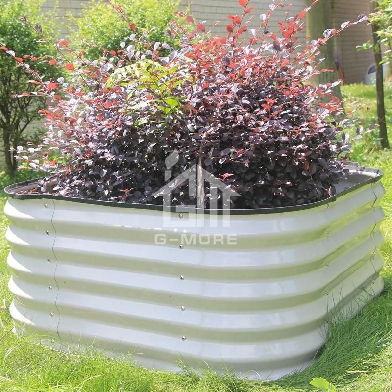 G-More 90X120X44cm Outdoor Steel Raised Garden Bed, Sliver/Ivory Raised Seed Beds