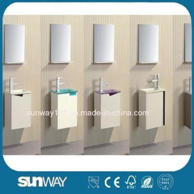 Cheap European Modern Small Home Decor Waterproof White Glass Basin Bathroom Cabinets