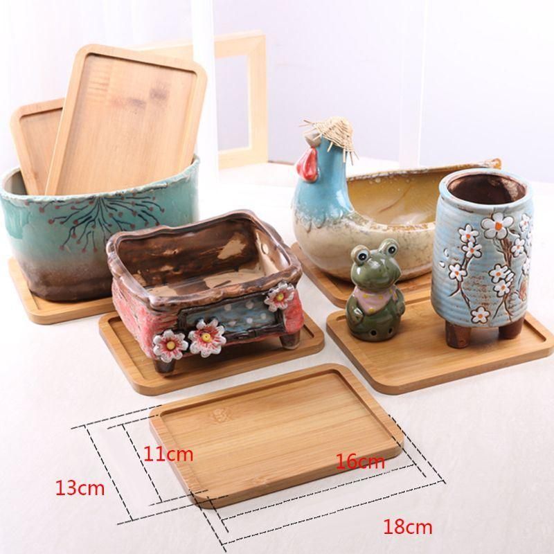 Bonsai Flower Pot Holder Fleshy Cushion Wooden Tray Planter Vase Mat Stand Home