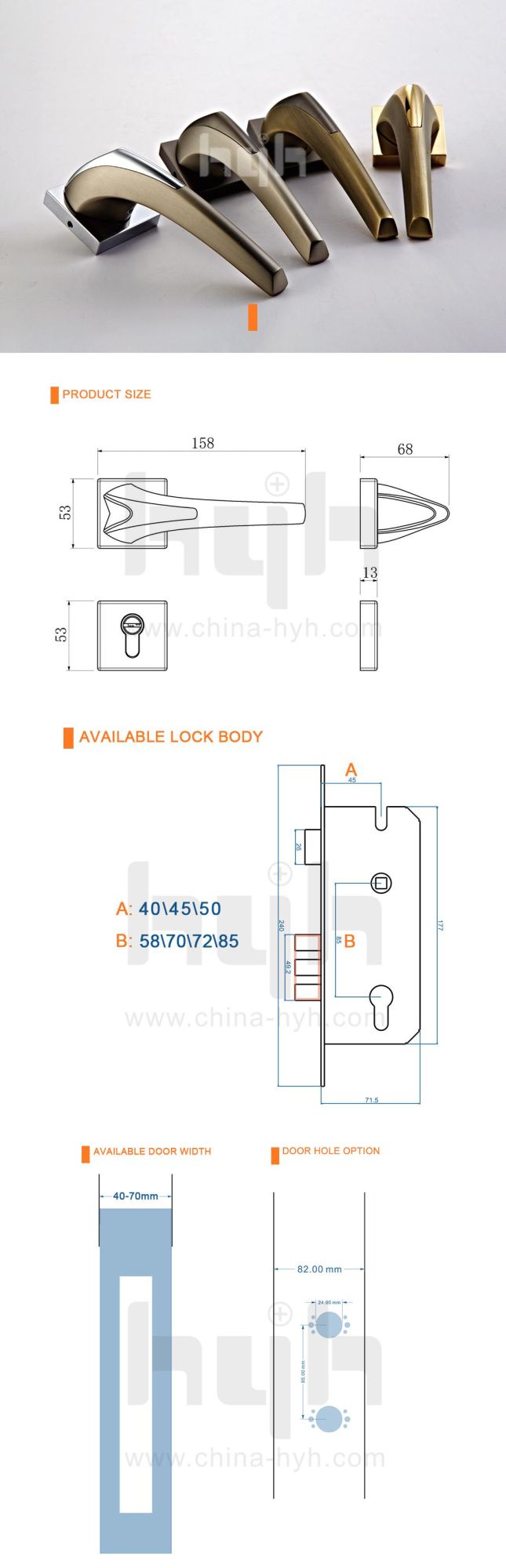 Zinc Alloy Customized Durable Single Key Full Solid Zinc Alloy Door Lock