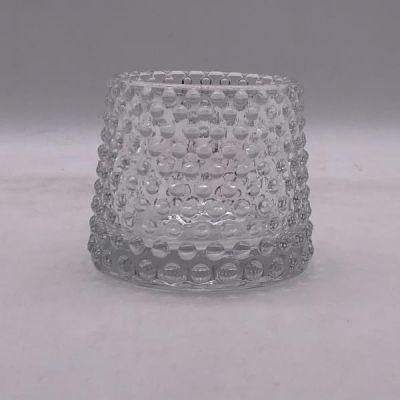 Clear Glass Candle Holder with Polka DOT Pattern