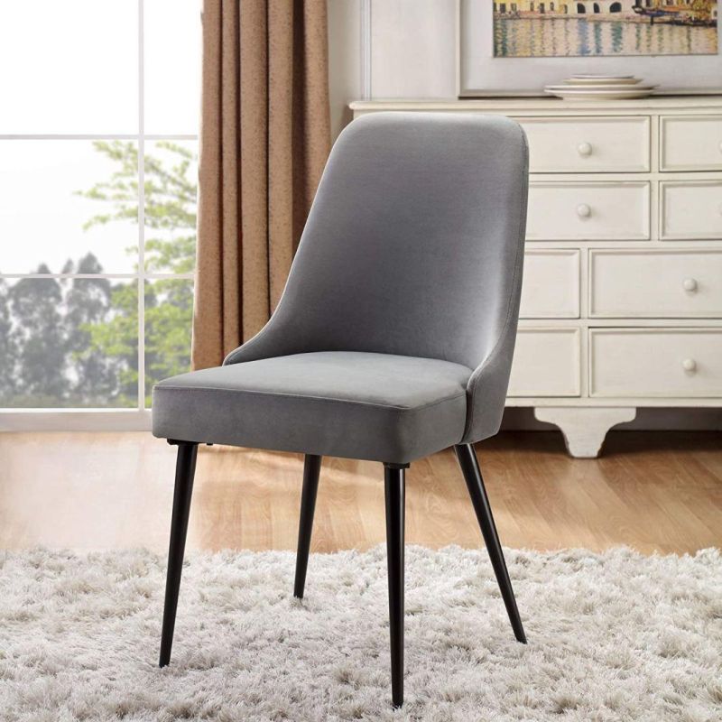 Hot Sale Home Furniture Armless Natural Metal Frame Legs PU Leather Black Dining Chair