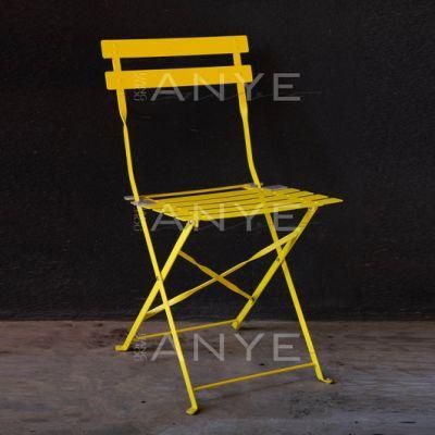Simple Design Steel Slats Dining Room Furniture Space Saving Foldable Dining Tea Chair for Casual