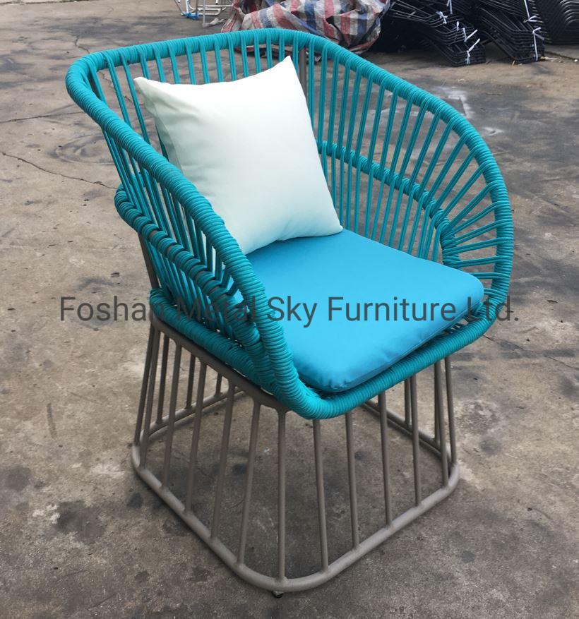 Outdoor Wicker Rope Metal Courtyard Garden Hotel Restaurant Rattan Chair