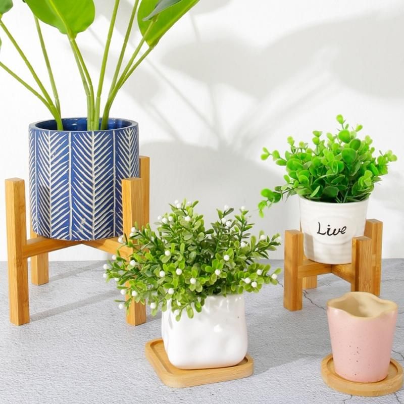 Four-Legged Wood Flower Pot Holder Plant and Succulent Flower Pot Base Display Stand Home Garden Patio Decoration Shelf