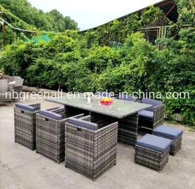 11PCS Cube Dining Set Rattan Outdoor Table &amp; Chair Balcony Garden Patio Furniture