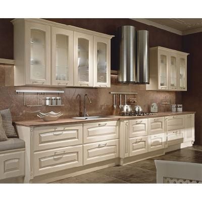 Classic Style Lacquer Finish Plywood Timber Kitchen Cabinet with Pantry Design