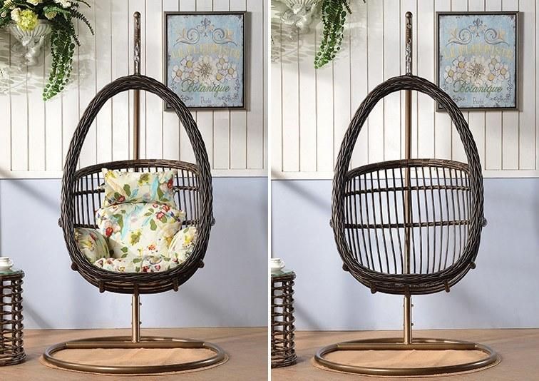 Modern Style Livingroom Hanging Swing Chair Outdoor Metal Chair PE Rattan Garden Chair