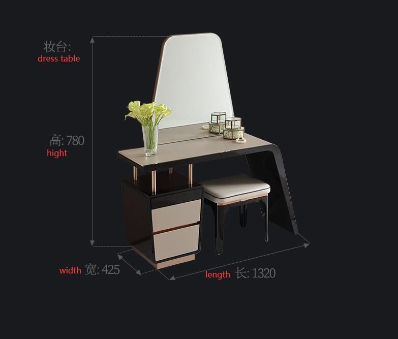Dresser and Nightstand European Luxury Furniture Modern White Vanity Dressing Table with Mirror