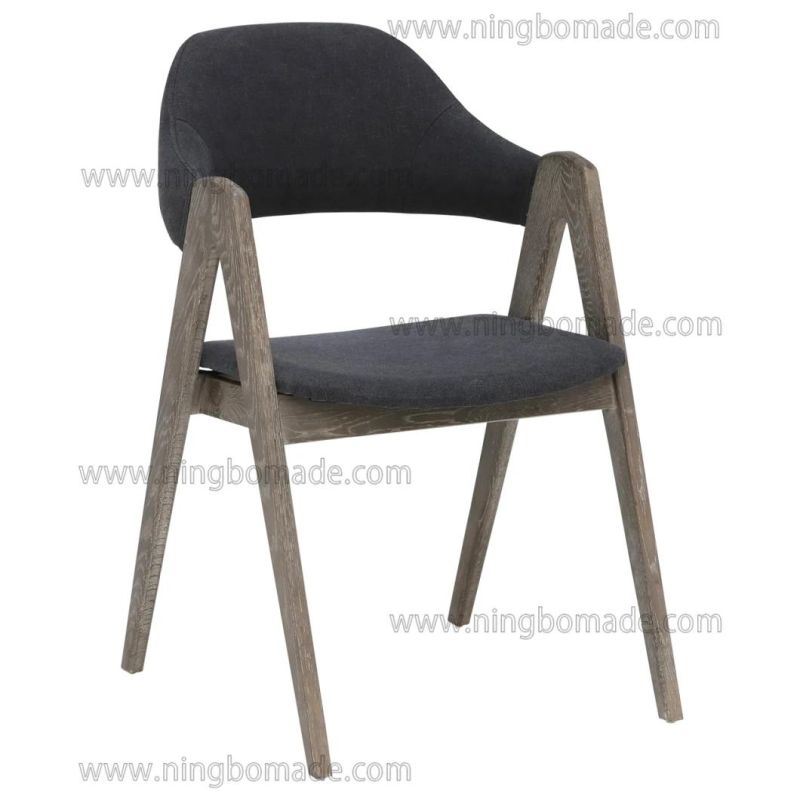 Scandinavian Countryside Style Designed Home Furniture Cold Smoky Grey Reclaimed Fir Wood Dark Grey Fabric Leisure Chair