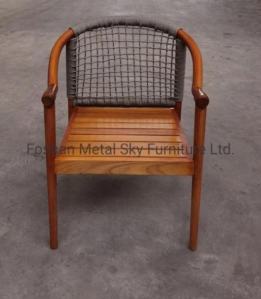 Outdoor Teak Wooden Garden Hotel Villa Patio Rope Rattan Chair