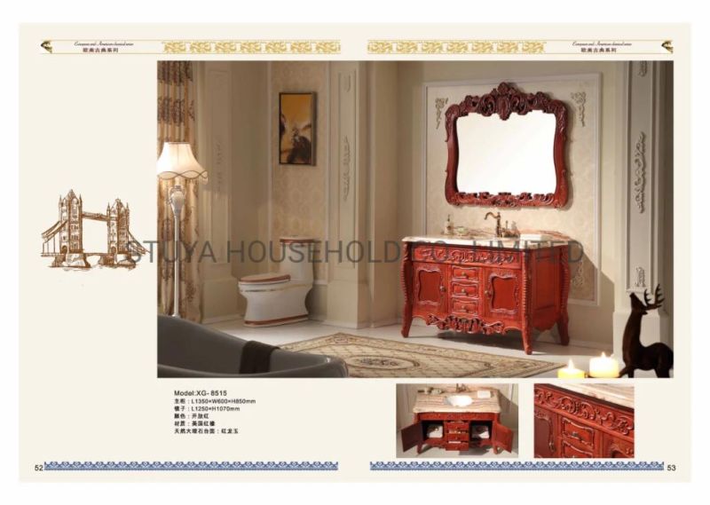 Classical Design European Style Relief Furniture Antique Solid Wood Bathroom Cabinet