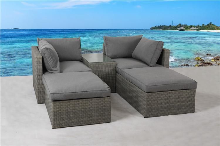 5 Pieces Patio Furniture Sets Outdoor All-Weather Sectional Patio Sofa Set PE Rattan Manual Weaving Wicker Patio Conversation Set