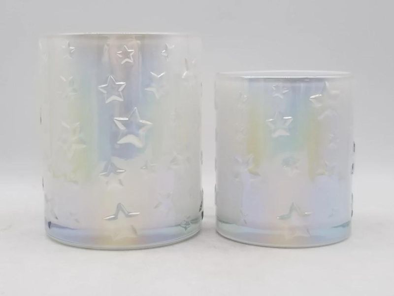 Glass Candle Holder with Irisated Color and Various Size for Decoration