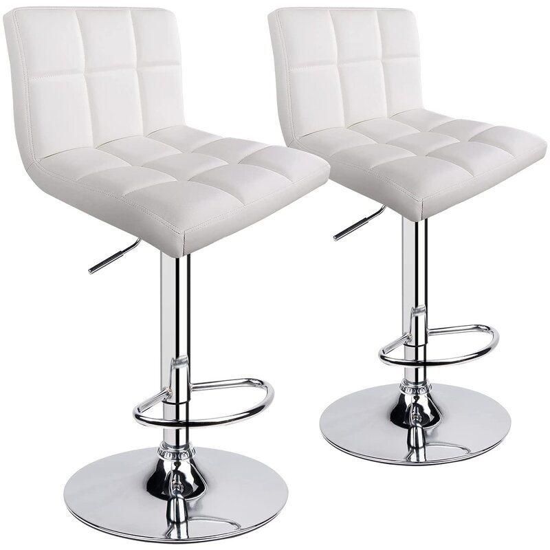 Bar Chair High Bar Chair Nordic Bar KTV High Stool European Rose Gold White PU Bar Chair with Footrest