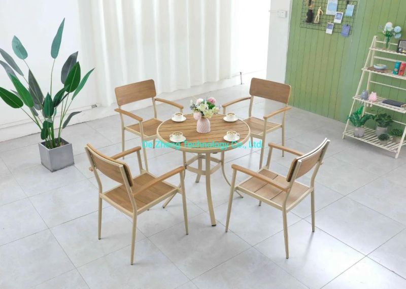 New Garden Sets Factory Sale Teak Polyeood Aluminum Bamboo Dining Stacking Chairs and Table Patio Outdoor Furniture