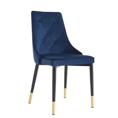 High Quality Dining Room Furniture European Style Blue Velvet Chair Modenrn Design Free Sample MID Back Dining Chair