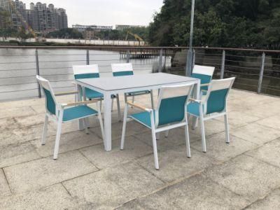 Foshan Aluminum Outdoor Square Table and Chair Dining Set 6 Seater Garden Furniture Supplier
