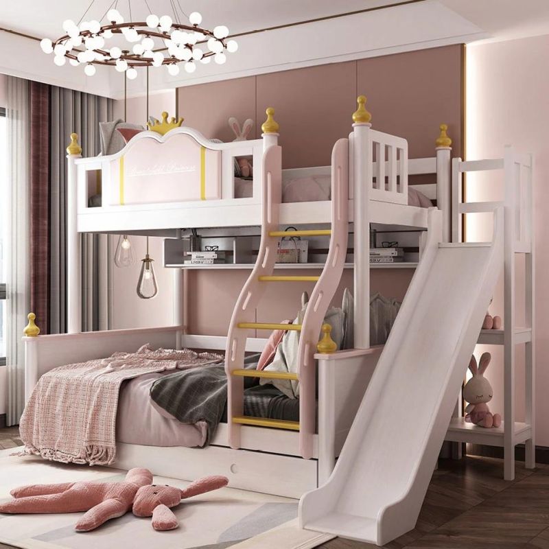 Pink Princess Bed Wooden Kids Bedroom Furniture