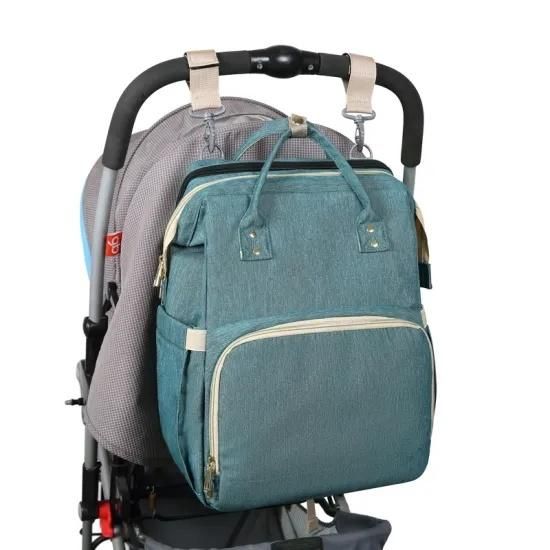 Wholesale Manufacturer Customized Large Capacity Nylon Daypack Double Shoulder Backpack Bag Turn to Baby Bed Mommy Diaper Bag