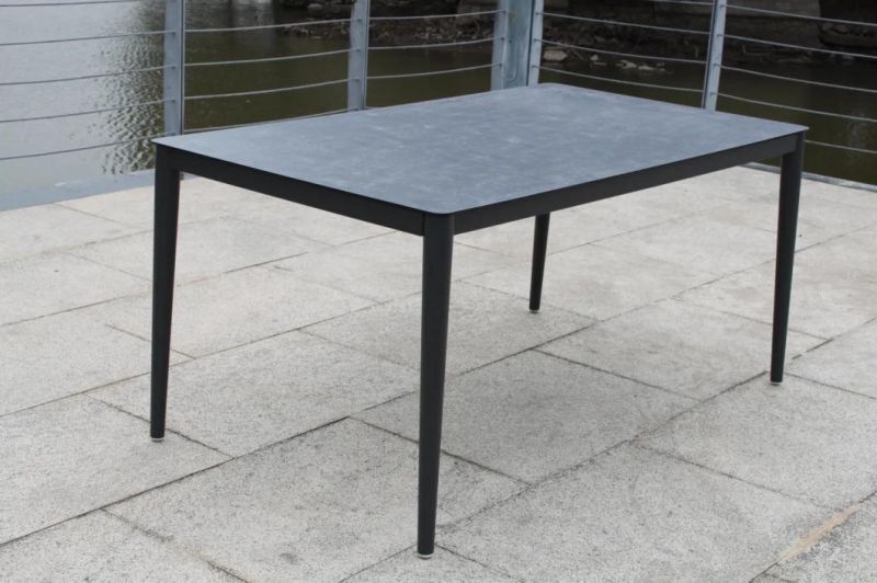 Black Aluminum 6 Piece Outdoor Dining Set Garden Table and Chair Patio Backyard Furniture