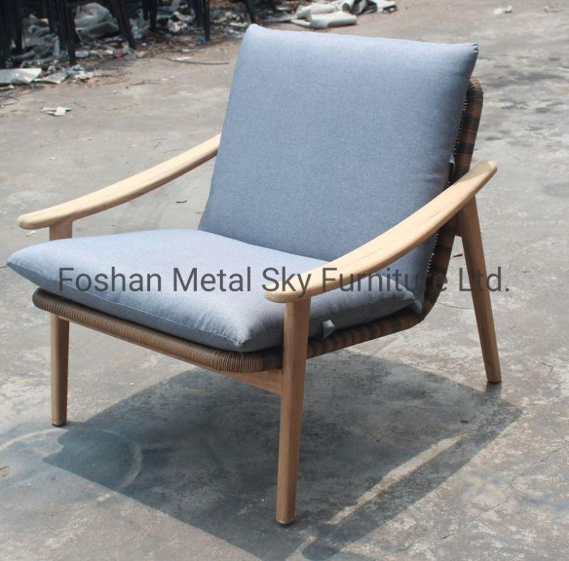 Outdoor Teak Metal Wooden Garden Hotel Patio Rope Rattan Chair