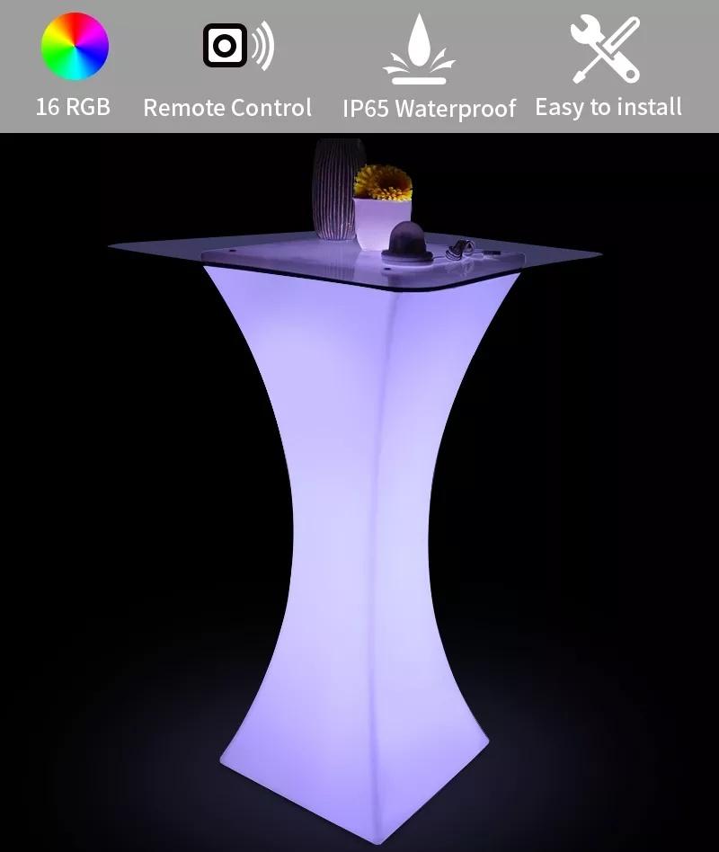 2022 Hl305 Modern Nightcule Light up Furniture LED Bar Cocktail Table and Chairs LED Light RGB Color