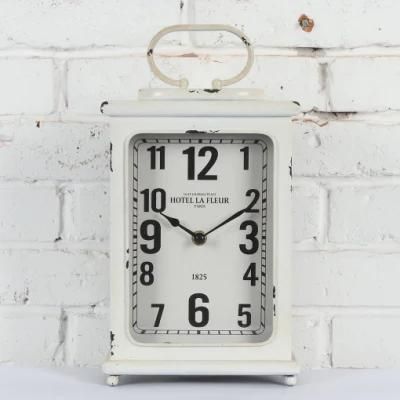 Modern Style Mantel Clock for Living Room, Promotional Desk Clock, Bracket Clock with Handle, Iron Table Clock