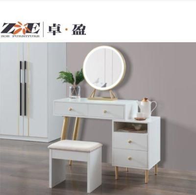 Home Furniture High Class LED Light Metel Frame Dressing Mirror Bedroom Dresser Table