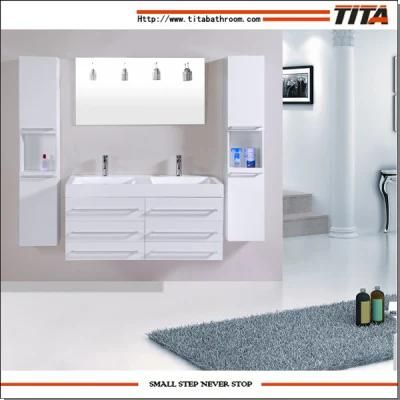 European Standard MDF Board Wall Hung Melamine Bathroom Cabinet with Resin Basin