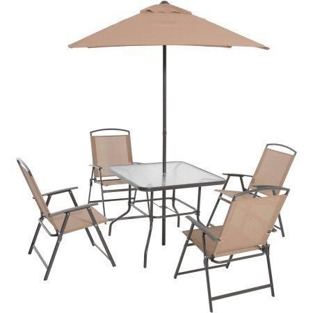 6-Piece Folding Dining Set by Mainstays, Patio Table, Patio Folding Chair, Patio Umbrella, Patio Dining Set, Outdoor Decorations, Outdoor Dining Set