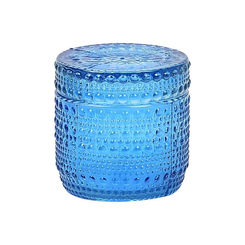 Simple Colored Glass Candle Cup with Cover Ins Style Home Decoration Glass Candlestick