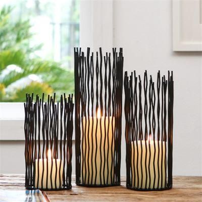 Modern European Metal Iron Candlestick Wedding Props Romantic Landing Table Candlestick Candle Tray Home Decoration