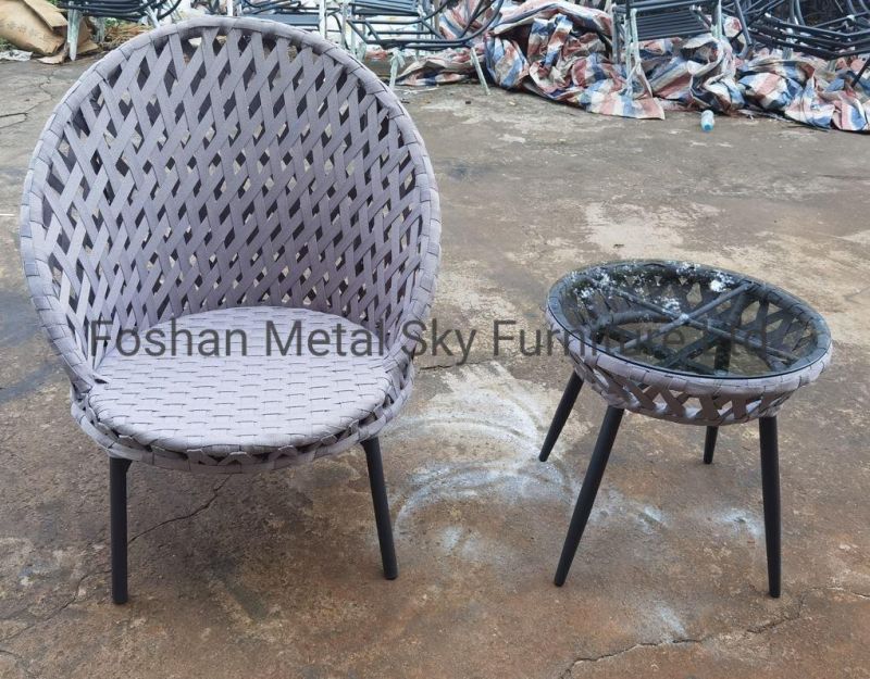 Outdoor Aluminum Garden Hotel Patio Rattan Metal Rope Dining Chair