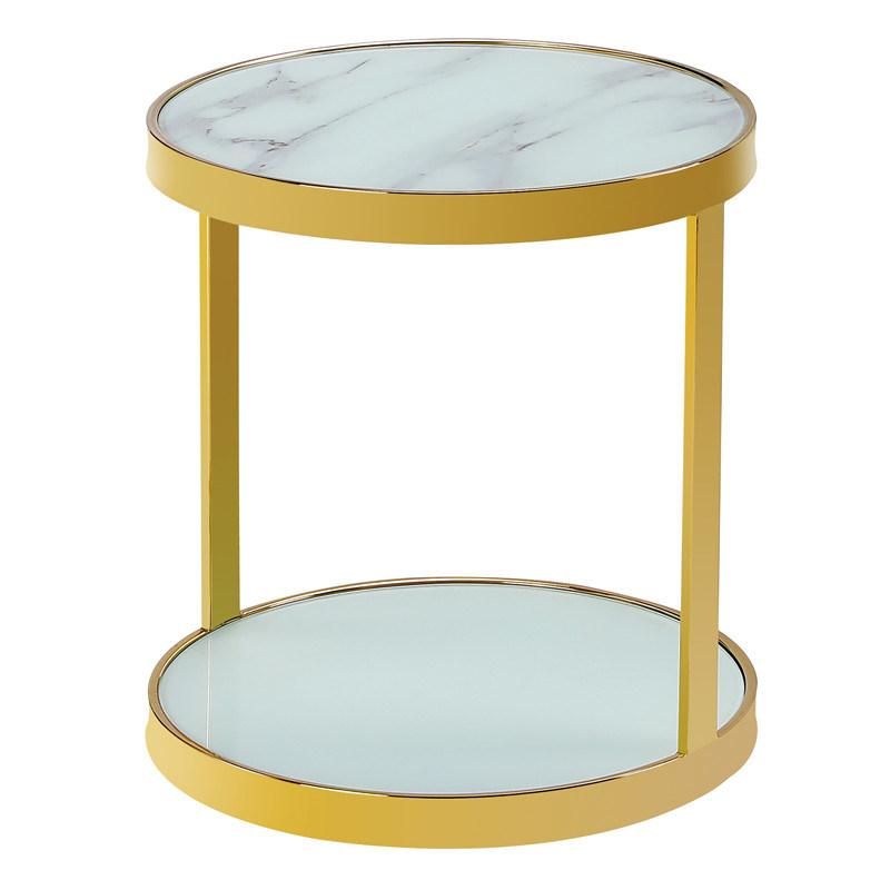 European Style Metal Frame Tempered Round Glass Center Coffee Table