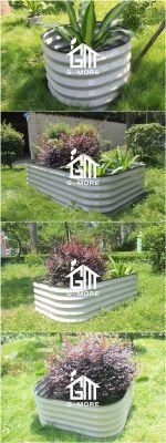 Outdoor Raised Garden Bed Galvanized Steel Flower Pot Oval Garden Beds