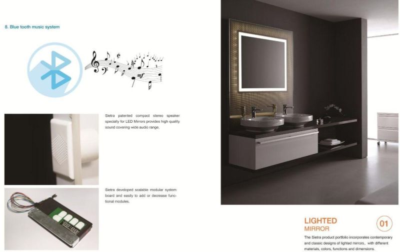 American European Hotel Makeup LED Bathroom Mirror with Dimmer Defogger