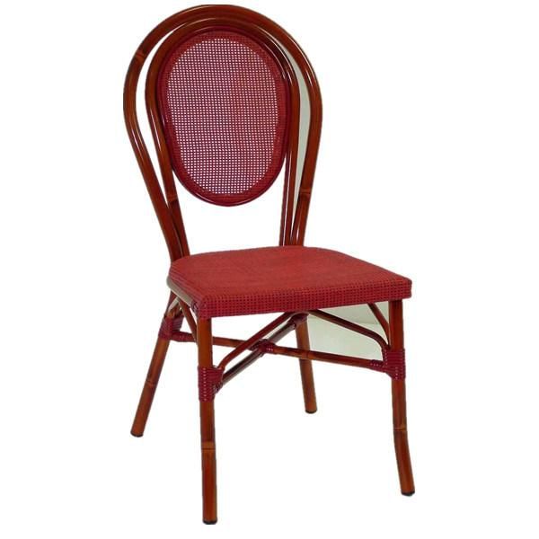 Commercial Price Red Bamboo Look Alu Frame Restaurant Blue Fabric Plastic Chair Factory